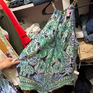 Lilly Pulitzer Floral Halter blouse with Chain Straps